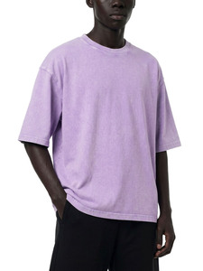 Camiseta Oversize de Algodón Premium Teñido con Efecto Ácido, Estilo Urbano, Corte Holgado, Lavado Morado - Product Image 4