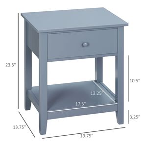 Comodino Moderno ed Elegante Grigio con Cassetto e Ripiano per Camera da Letto o Soggiorno - Product Image 3