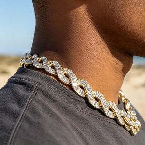 Cadena de eslabones de plata de ley 925 con moissanita talla baguette, estilo Iced Out, joyería de lujo hip hop para uso unisex. - Product Image 4