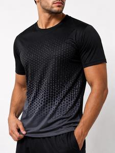 Men's O-Neck Short Sleeve Knitted T-<b>Shirt</b> Eco-Friendly Regular Fit Casual Style Blue Color <b>100</b>% Cotton/<b>Polyester</b> 220g - Product Image 2