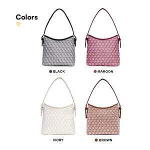 กระเป๋าสะพายข้างผู้หญิงลายดอกไม้โบราณ ขนาดใหญ่ จุของได้เยอะ สะพายไหล่เดียว สีพื้น มีซิปปิด ซับในโพลีเอสเตอร์ - Product Image 4