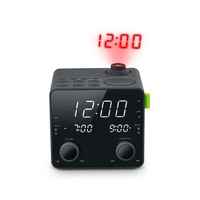 Jam Proyeksi Waktu Desain Fashion Radio Rumah ODM Gambar Merah Alarm Ganda Snooze/Tidur/Nap Speaker Terintegrasi Pengisian Daya USB Preset