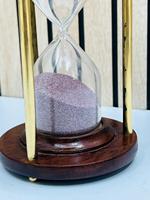 Sablier en bois de 6,5'' avec sable rose |   Horloge à sable de table rustique avec design croix d'ange pour décoration de fête d'anniversaire