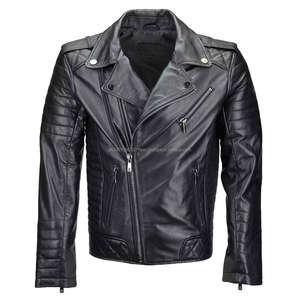 Veste en cuir pour homme, nouvelle collection, veste de moto en cuir PU avec tissu en toile, design tendance pour homme - Product Image 1