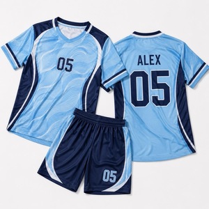 Ensemble de maillot de football bleu marine, personnalisable avec nom et numéro, uniforme de football à manches courtes, kit d'équipe - Product Image 1