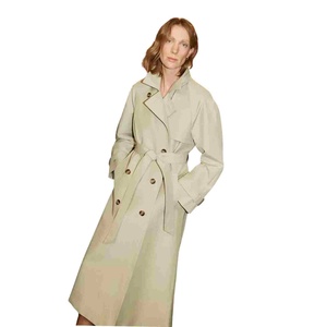 Abrigo largo de mujer con cuello con muescas personalizado, doble botonadura, manga larga, informal, de otoño, con forro de borreguito bordado. - Product Image 5