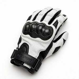 Gants de moto en cuir perforé enduit de polyuréthane, à doigts entiers, respirants, protecteurs, unisexes - Product Image 1