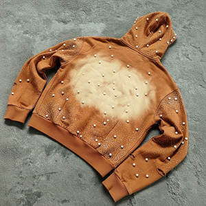 Sudadera con Capucha Vintage para Hombre, Estilo Oversize, con Lavado Ácido, Pedrería y Bordado Desgastado, de Felpa Francesa Pesada, Personalizada - Product Image 2