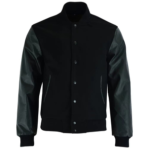 เสื้อแจ็คเก็ตหนังผู้ชายแบบ Letterman ดีไซน์ตัดต่อสีสัน เสื้อแจ็คเก็ตลำลอง เสื้อแจ็คเก็ตหนัง Letterman ผู้ชาย คอเสื้อถักแบบริบ สตรีทแวร์ผู้ชาย - Product Image 6