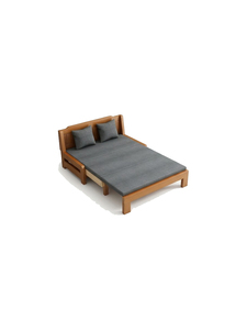 Canapé-lit convertible en tissu avec cadre en bois minimaliste, design sans accoudoirs, dossier rembourré pour salon, 2 places - Product Image 2