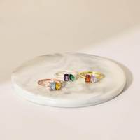 Bague personnalisée à deux pierres, émeraude et pierre de naissance taille poire, en acier inoxydable 316L plaqué PVD, cadeau pour elle