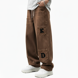 Jeans en denim pour hommes de marque personnalisée, coupe droite vintage, haute qualité, style décontracté, vente en gros de jeans pour hommes - Product Image 4