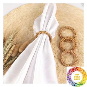 Anneau de serviette en rotin fait main pour mariage à la plage, douche nuptiale, dîner, réception et décoration de table élégante pour événements - Product Image 4