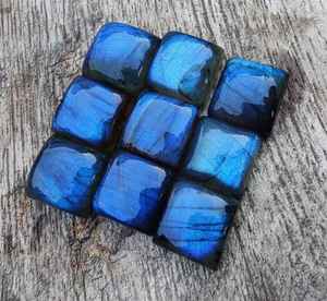 Cabochons carrés en labradorite naturelle, pierres précieuses en vrac pour la fabrication de bijoux, 5 pièces - Product Image 1