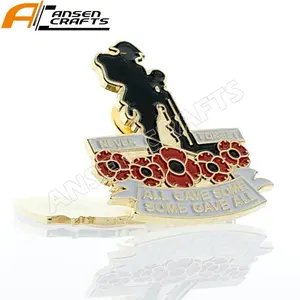 Broche personalizado Pin Insignia Rojo Reino Unido Veterano Flor Metal Pin Insignia