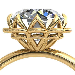 Anillo de Compromiso Clásico con Diseño de Girasol, Joyería Calista, Oro de 14K, Piedra Central de Circonio, Joyería de Alta Calidad, Regalo para Fiesta - Product Image 4