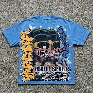 Camiseta Deportiva Rexfit, Personalizada con Estampado Gráfico Vintage, de Algodón, Estilo Urbano, Casual, de Manga Corta, para Hombre y Mujer, al por Mayor - Product Image 1