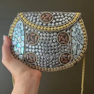 Boho-Chic Luxury <b>Handbag</b> Vintage Mosaic Artisanal Beadwork Ethnic-inspired Purse Evening Bags Embroidered Purse LUXURY CRAFTS - Product Image 1