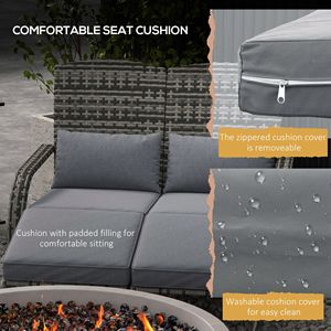 "Woven Rattan Patio Furniture Double Chaise Lounge Chair with Cushions & <b>Footrests</b> for Porch" - Product Image 6