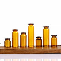Flacons tubulaires en verre borosilicaté faiblement tissé ambre de 22 mm avec bouchon à sertir pour le stockage de liquides injectables, de sérums et de poudres lyophilisées