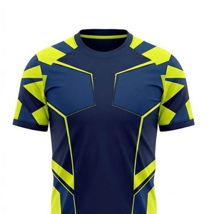 Ensemble de maillot et short de handball personnalisé 100% polyester pour équipe nationale, pour hommes, bleu et jaune fluo, haute qualité, imprimé numériquement - Product Image 5