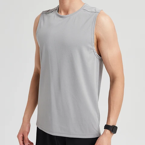 <b>Men's</b> <b>White</b> Sleeveless Tank Top O-Neck Breathable Knitted Casual Solid Color Polyester Fit - Product Image 3
