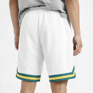 <b>Men's</b> White Cotton Bermuda <b>Shorts</b> With Green And <b>Yellow</b> Trim Pockets Drawstring Waist Casual Style - Product Image 3