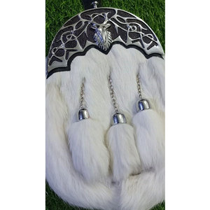 Handmade <b>White</b> Rabbit <b>Fur</b> <b>Dress</b> Sporran Staghead Cantle Scottish Kilt Sporran Custom OEM ODM - Product Image 3