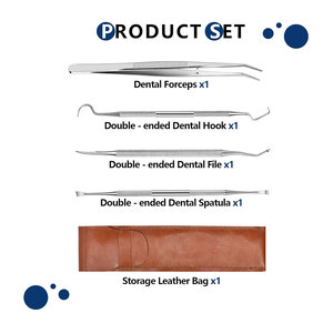 Kit d'outils dentaires 5 pièces en acier inoxydable 304, ensemble de nettoyage des dents avec lime, crochet, spatule et forceps, hygiène dentaire professionnelle - Product Image 2