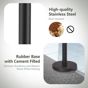 Set di 6 Pali Neri Retrattili per Cordoniere con Nastro Retrattile da 2 Metri - Prodotto per la Gestione delle Code - Product Image 4