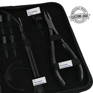 Kit Completo de Herramientas para Extensiones de Cabello: Alicates Planos para Crimpar, Herramienta de Gancho y Bucle, Pinzas de Pico de Pato para Seccionar, Aguja Curva para Separar Cabello - Product Image 4