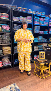 ชุดเซ็ตผ้าฝ้ายแท้พิมพ์ลายสำหรับสุภาพสตรีทำงาน |   เสื้อคลุมเหนือเข่าและกางเกง |   ไซส์ S-10XL - Product Image 4