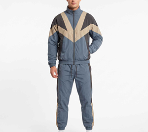 Conjunto Cortavientos Impermeable Personalizado de Tallas Grandes con Bloques de Color para Hombre, Diseño Vintage 2 en 1, Traje Deportivo Ligero de Poliéster/Nylon - Product Image 1