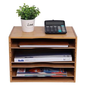Organizzatore per Documenti e Lettere da Ufficio RT Home con 4 Ripiani Metallici Regolabili e Materiale in Legno - Product Image 1