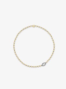 Chaîne à billes personnalisée en or massif 14K 18K avec diamant de laboratoire taille marquise, style chrétien tendance, sertissage géorgien, solitaire, minimaliste, classique - Product Image 1
