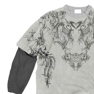 T-shirt surdimensionné à manches longues et double manches, en coton, double couche, imprimé sérigraphié, nouveau style, fabriqué sur mesure - Product Image 5