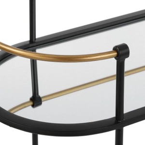 <b>Bar</b> Cart with Wheels, Mini Drink Cart with Wine Rack & Glass Holder Contemporary Metal <b>Bar</b> Cart with 2 Shelves and 4 Swivel - Product Image 2