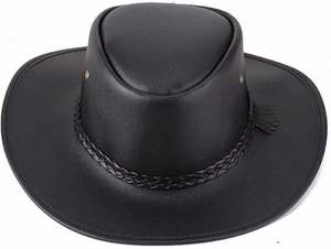 Sombrero de Vaquero de Cuero con Logotipo Personalizado Unisex, Sombrero Plegable Reversible de Diseñador en Negro, Marca Privada - Product Image 2
