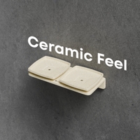 Étagère murale flottante en mélamine beige terrazzo pour salle de bain avec double porte-savon carré auto-drainant