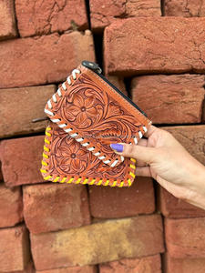 กระเป๋าใส่เหรียญทำจากหนังขนสัตว์สีน้ำตาลทำมือใหม่กระเป๋าซิปใส่เหรียญรูปทรงสี่เหลี่ยมผืนผ้าขนาดเล็กน่ารักใหม่ - Product Image 2