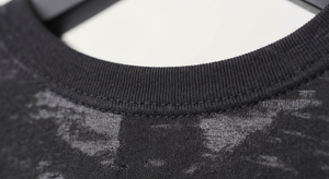 T-shirt décontracté pour homme, coupe classique, col rond, texture vieillie, 100 % coton, couleur unie - Product Image 4