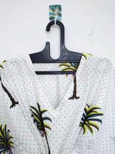 Robe kaftan indienne en coton faite à la main, légère, pour la plage, imprimé palmiers - Product Image 4