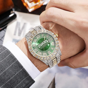 Reloj de Cuarzo de Lujo para Hombre, Estilo Hip Hop, con Correa de Acero Premium y Esfera con Números Romanos Decorados con Cristales - Product Image 4