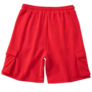 OEM Custom Red Worsted 100% Cotton Breathable Quick Dry Street Style Cargo Shorts Men Casual with Drawstring - Product Image 3