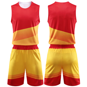 Ensemble d'uniformes de basketball réversibles personnalisés, coupe athlétique toutes saisons, dégradé blanc-rouge, maillot et short sublimés, unisexe adulte - Product Image 6