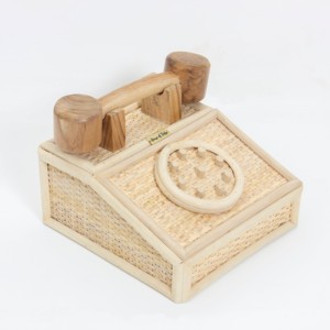 Juguetes de teléfono de imitación, teléfono de ratán ecológico, teléfonos de simulación para niños - Product Image 1