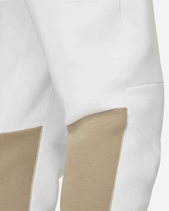 Pantalon de survêtement en molleton blanc pour homme avec empiècements latéraux beiges, taille élastique et cordon de serrage, style décontracté, idéal pour l'automne - Product Image 6
