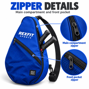 Sac de raquette de squash bleu, design personnalisé avec compartiment avant en maille et bandoulière réglable pour usage sportif - Product Image 4