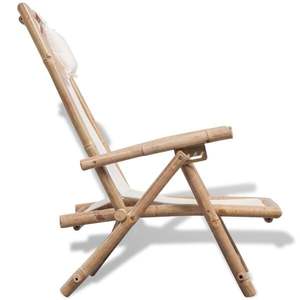Wholesale Bamboo Deck Chair Adjustable Back Foldable Lounger Canvas <b>Seat</b> Outdoor Indoor Patio Relaxing Chair Made in Vietnam - Product Image 4