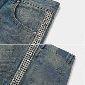 Shorts en jean tendance pour hommes, coupe ample, style streetwear, fabricant de vêtements en gros - Product Image 4